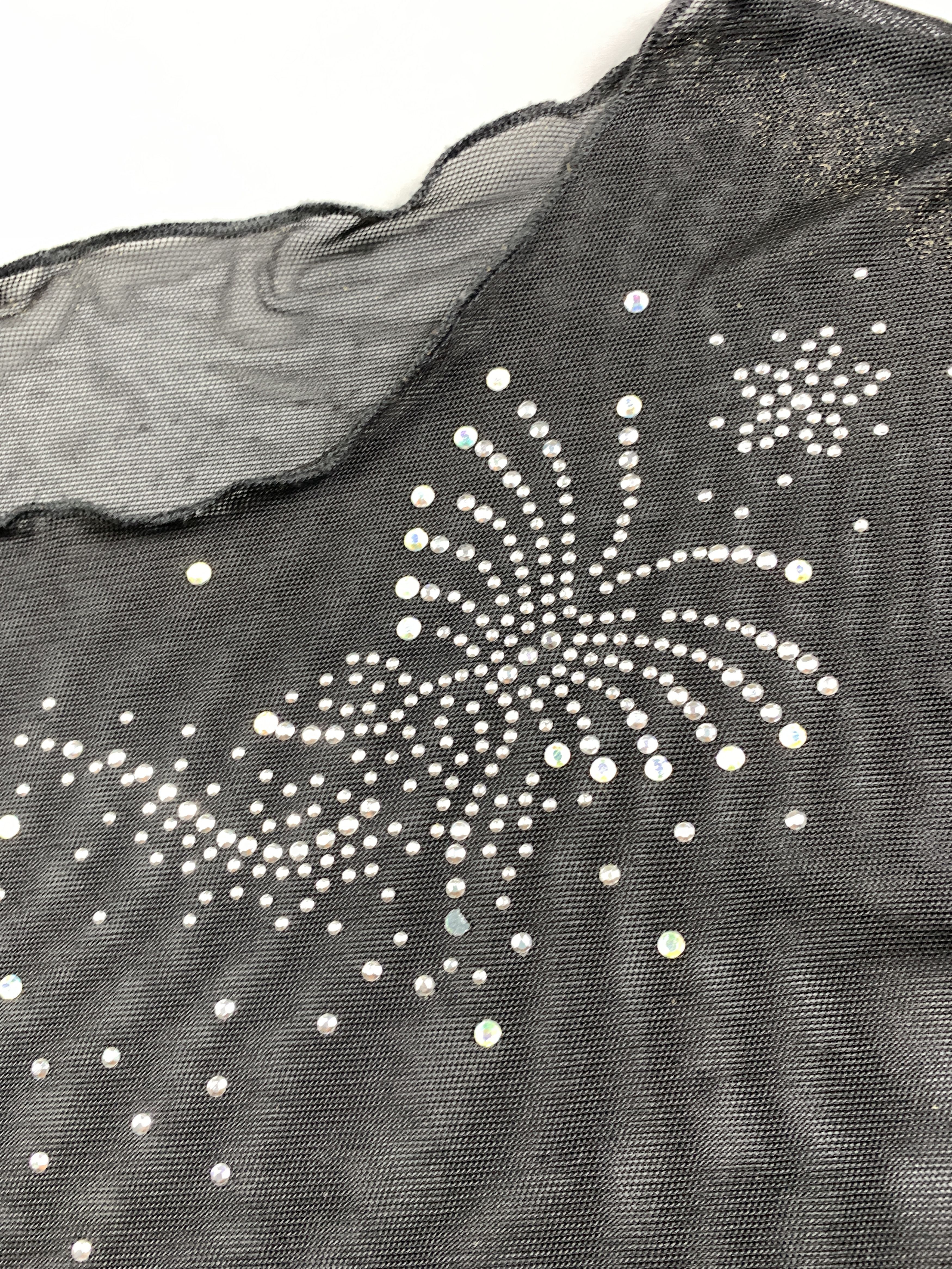 Japanese Brand Black Rhinestones Butterfly Cropped Mesh Top (M) Size M / US 6-8 / IT 42-44 - 4 Thumbnail
