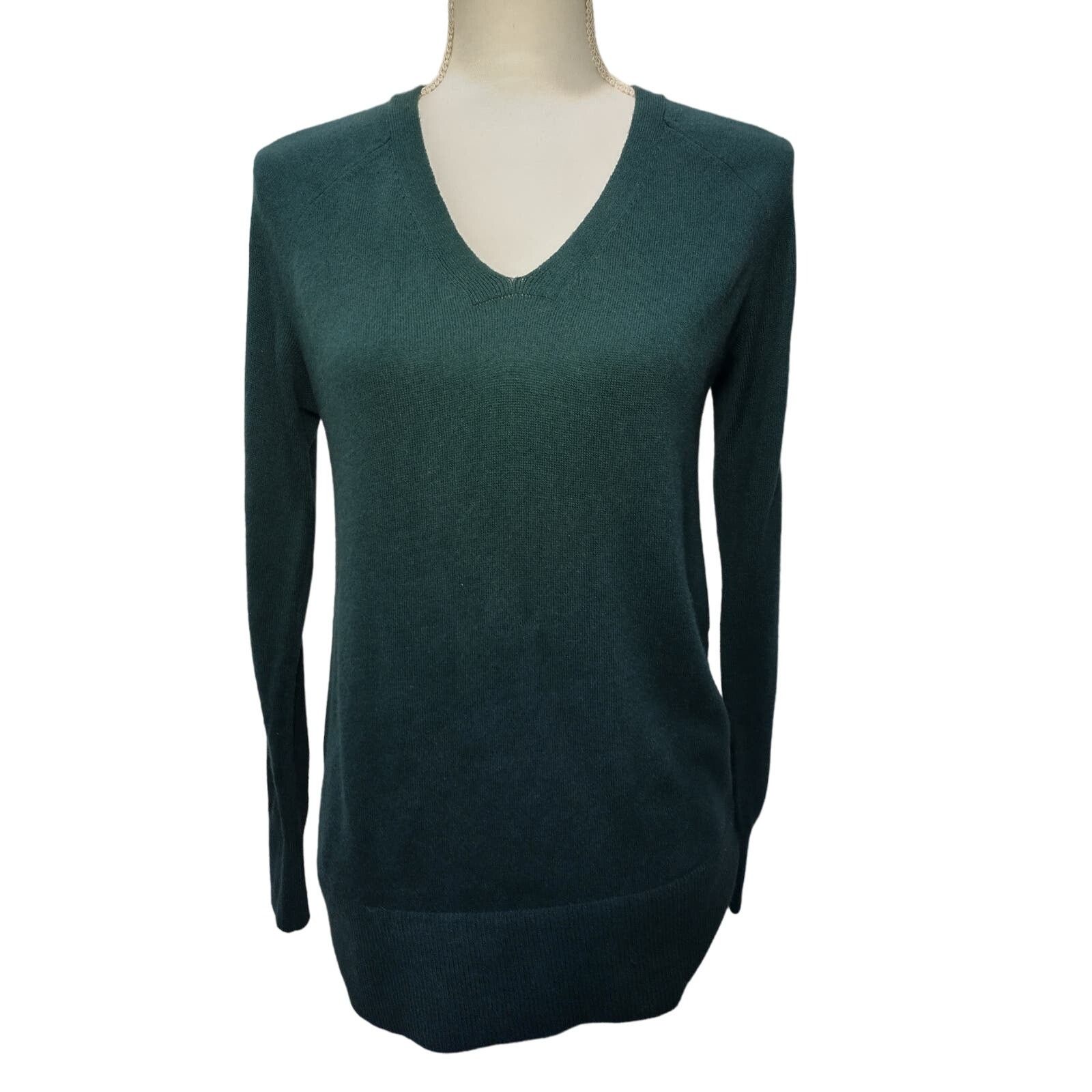 Loft Loft Womens V-Neck Sweater Long Sleeve Ribbed Pullover Green Size XS / US 0-2 / IT 36-38 - 1 Thumbnail