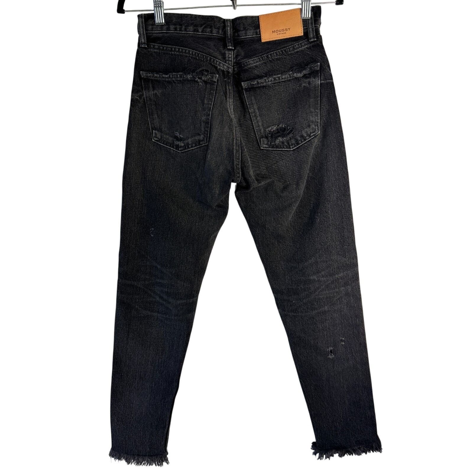 MOUSSY Moussy VTG Jeans Skinny Velma Distressed Stretch Black 25 Size 25" / US 0 / IT 36 - 6 Thumbnail