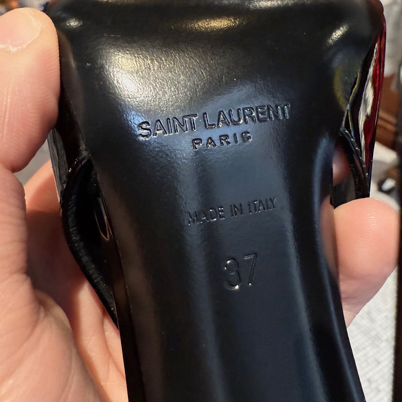 Yves Saint Laurent Saint Laurent Maxine 115 Black Patent Sling Back Pumps Size US 7 / IT 37 - 8 Thumbnail