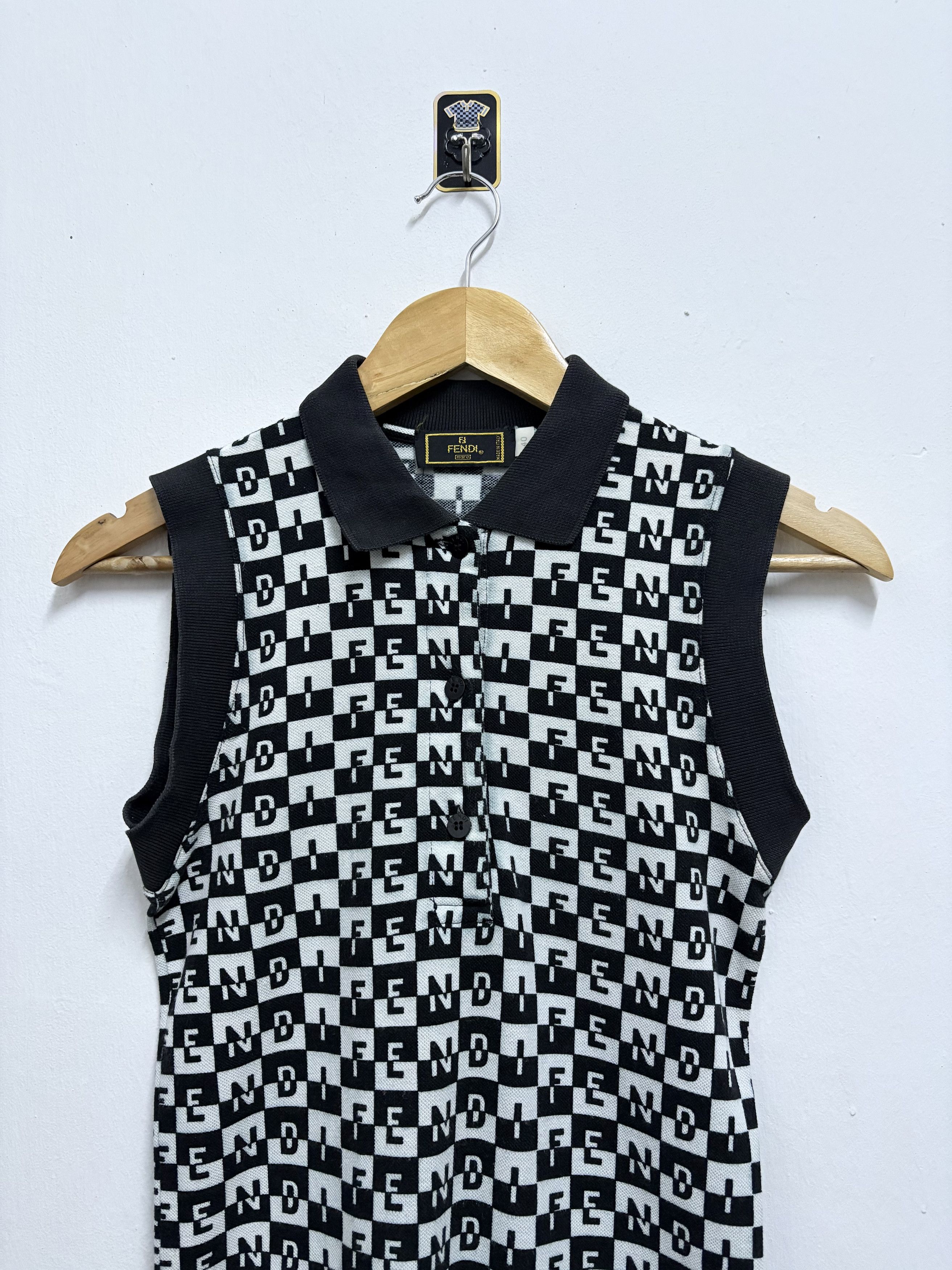 Fendi Vintage 90's Fendi Mare Black Monogram Midi Dress Size S / US 4 / IT 40 - 3 Thumbnail