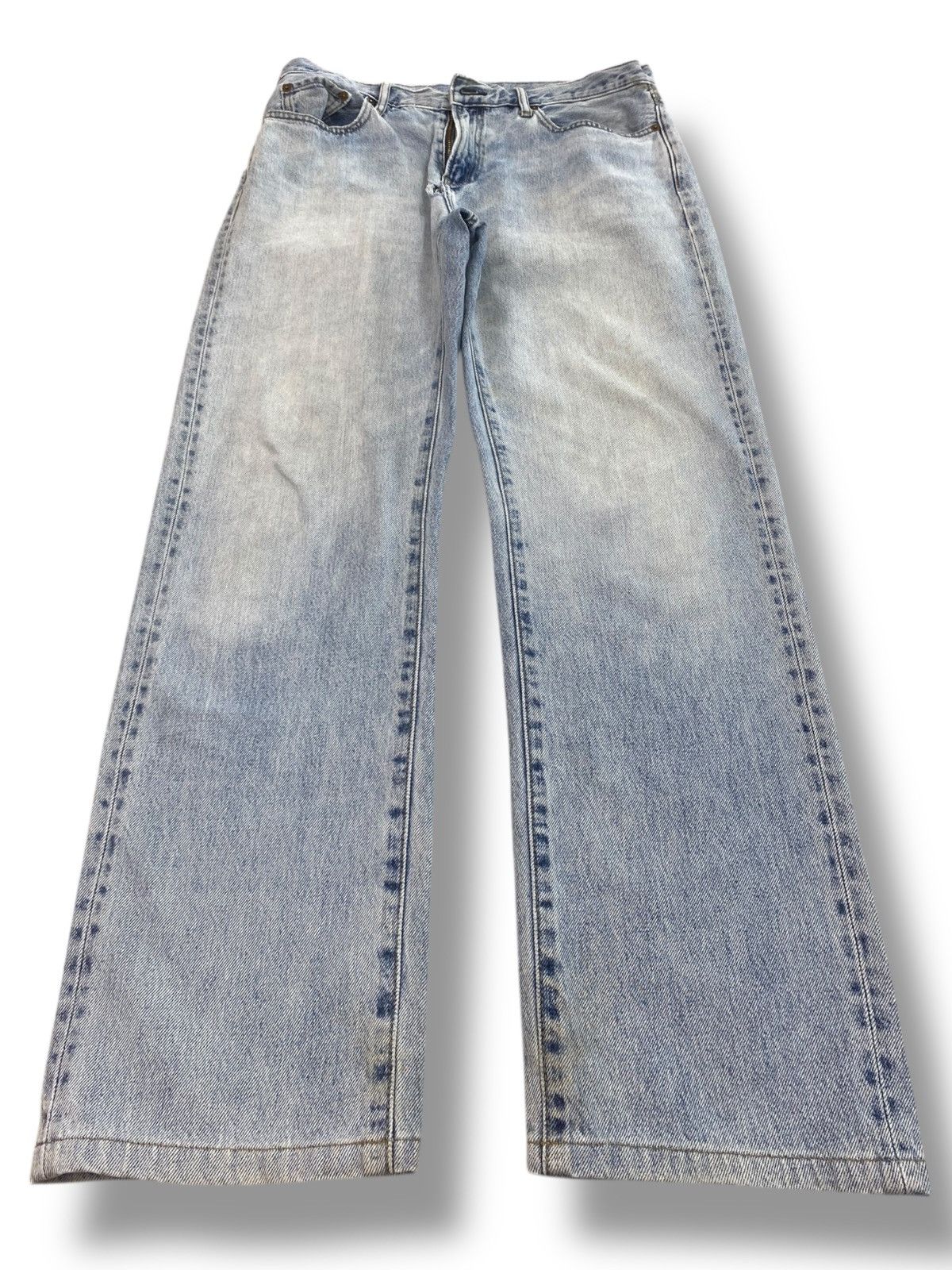 Uniqlo Uniqlo Acid Blue Wash Style Loose Jeans Size US 33 - 1 Thumbnail
