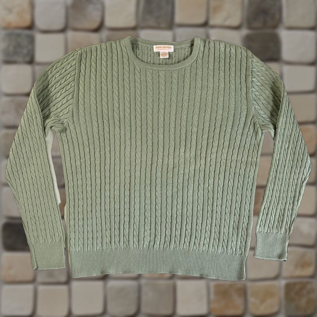 Brooks Brothers VINTAGE Brooks Brothers Women's Crewneck Pullover Sweater - Cable Knit - Green - 100% Cotton - Size L - Made in USA Size L / US 10 / IT 46 - 1 Thumbnail