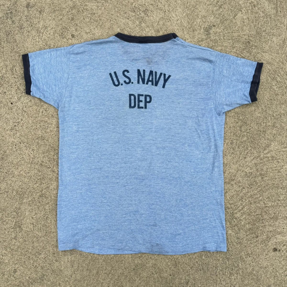Russell Athletic × Vintage VINTAGE 1970s RUSSELL ATHLETIC US NAVY DEPT RINGER SHIRT Size US L / EU 52-54 / 3 - 2 Thumbnail