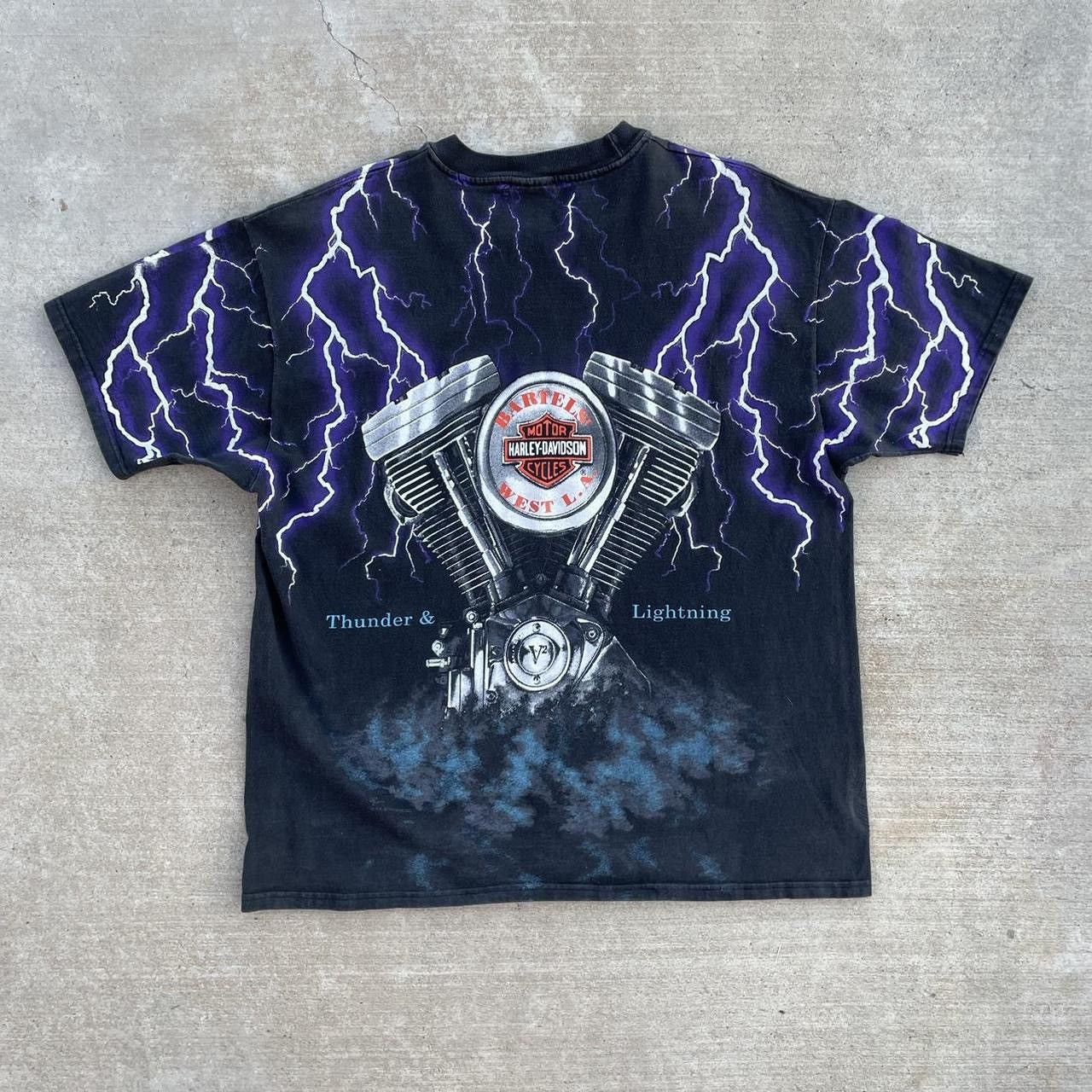 Harley Davidson Harley thunder and lightning Davidson purple vintage tshirt Size US XL / EU 56 / 4 - 2 Thumbnail