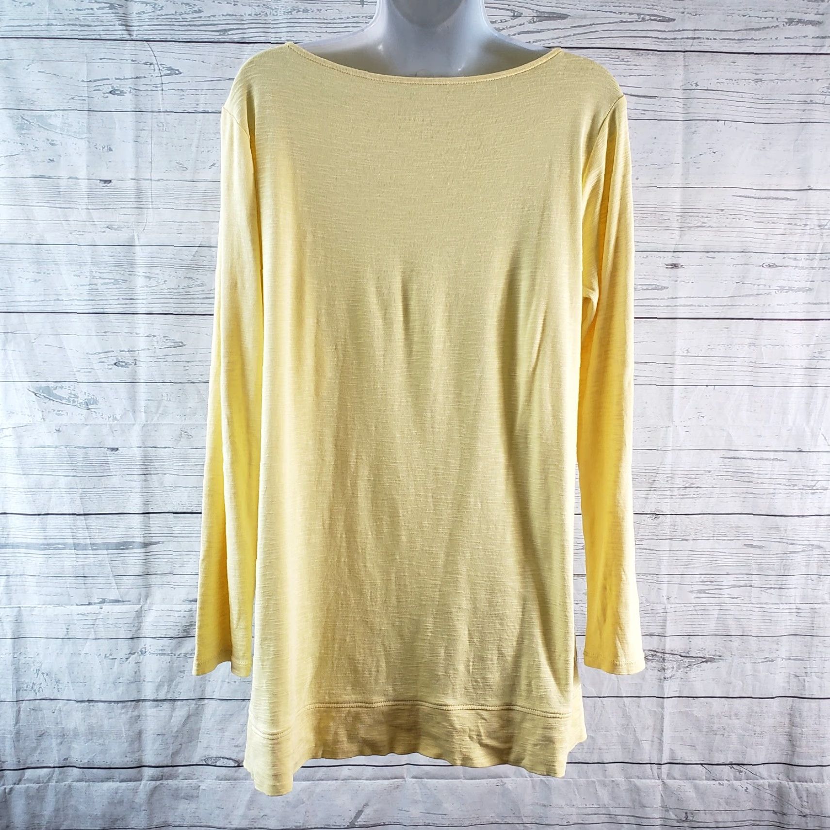 J. Jill J Jill Tunic Boat Neck Pima Long Sleeve Yellow Sz Medium Womens Size M / US 6-8 / IT 42-44 - 4 Thumbnail