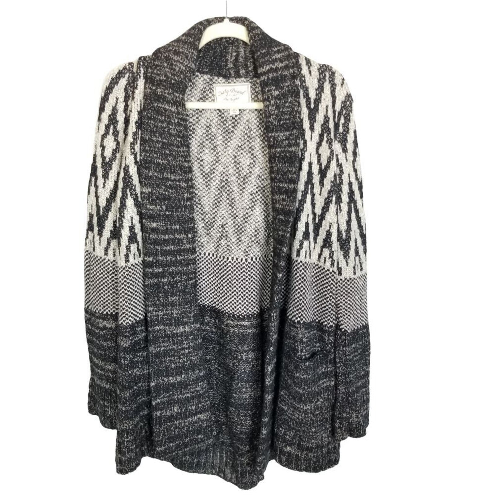 Lucky Brand Lucky Womens Stargazer Wool Cardigan Sweater Open Boho Aztec Size M / US 6-8 / IT 42-44 - 2 Thumbnail