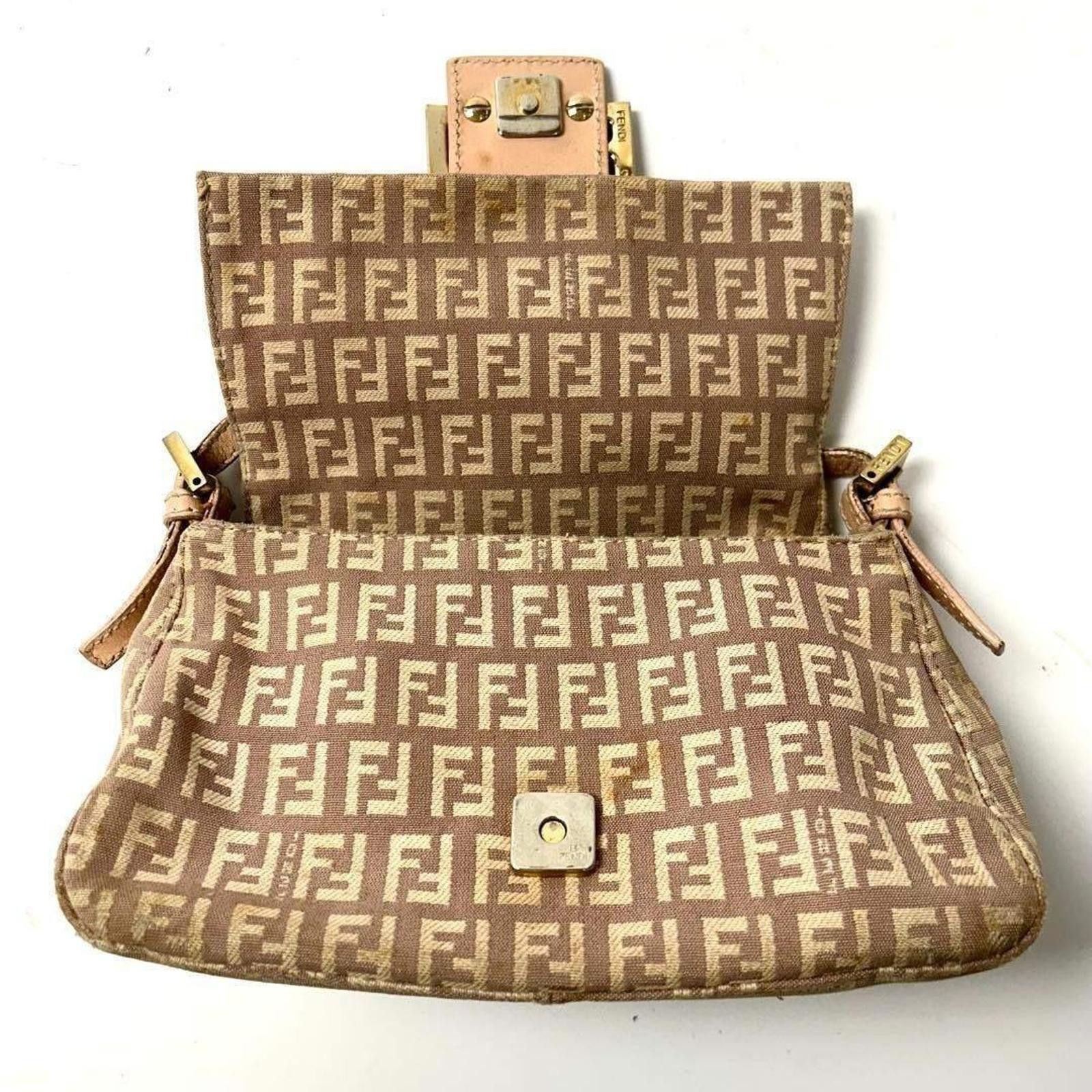 Fendi Fendi - Brown Zucca Canvas Baguette Shoulder Bag Size ONE SIZE - 5 Thumbnail