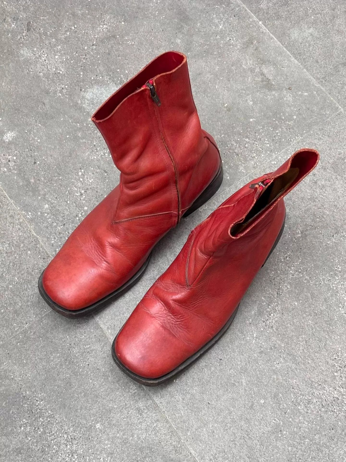 Maison Margiela MMM Artisanal Blood Red SquareToe Boot 43 S/S02 Size US 10 / EU 43 - 1 Thumbnail