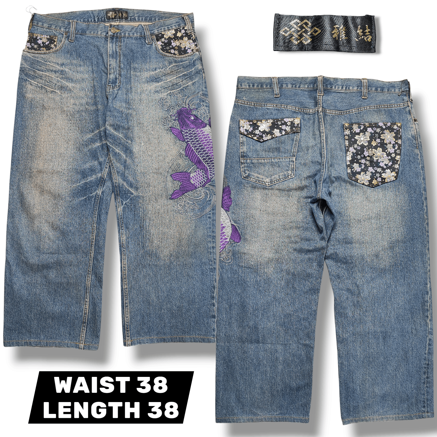 Japanese Brand Vintage Y2K Miyabi Musubi Japan Wagara Koi Fish Embroidery Size US 38 / EU 54 - 1 Thumbnail