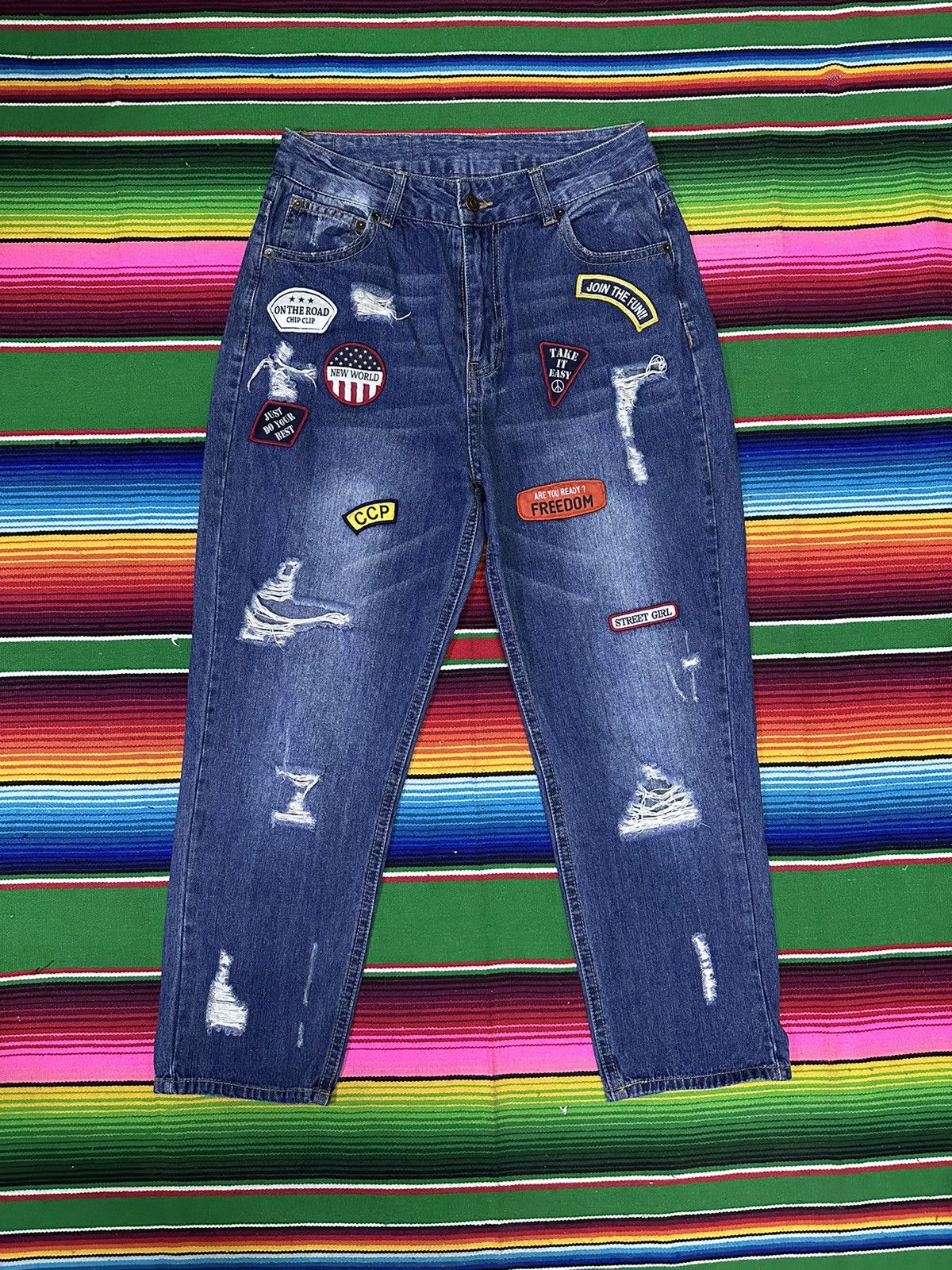 If Six Was Nine 💥Patchwork💥 Denim Vintage Crazy Design 💥 Size US 28 / EU 44 - 1 Thumbnail