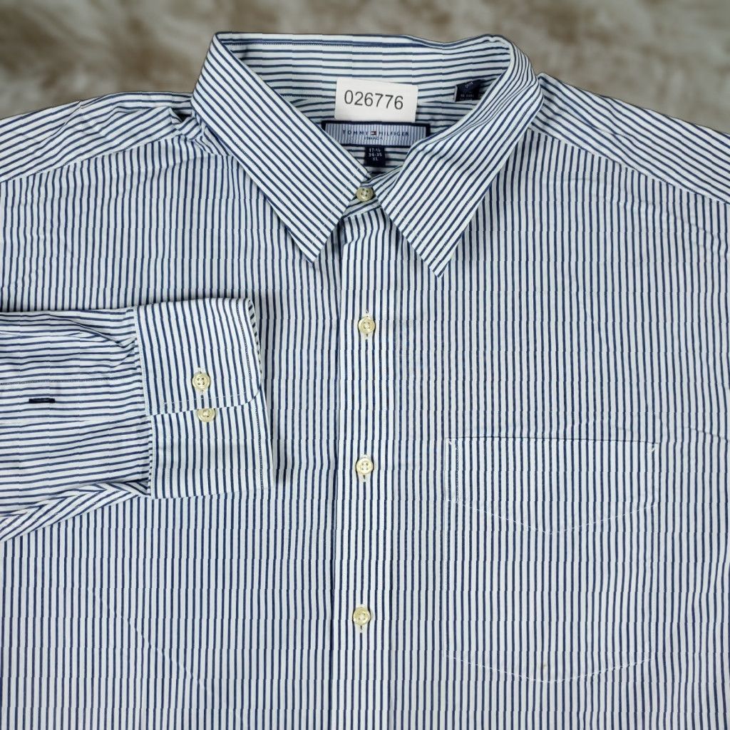 Tommy Hilfiger Tommy Hilfiger Shirt Mens XL Blue Striped Button-Up Long Sleeve Casual Formal Size US XL / EU 56 / 4 - 1 Thumbnail