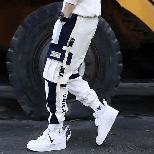 image of Vintage New Streetwear Men's Multi Pockets Cargo Harem Pants in White (Size 31)