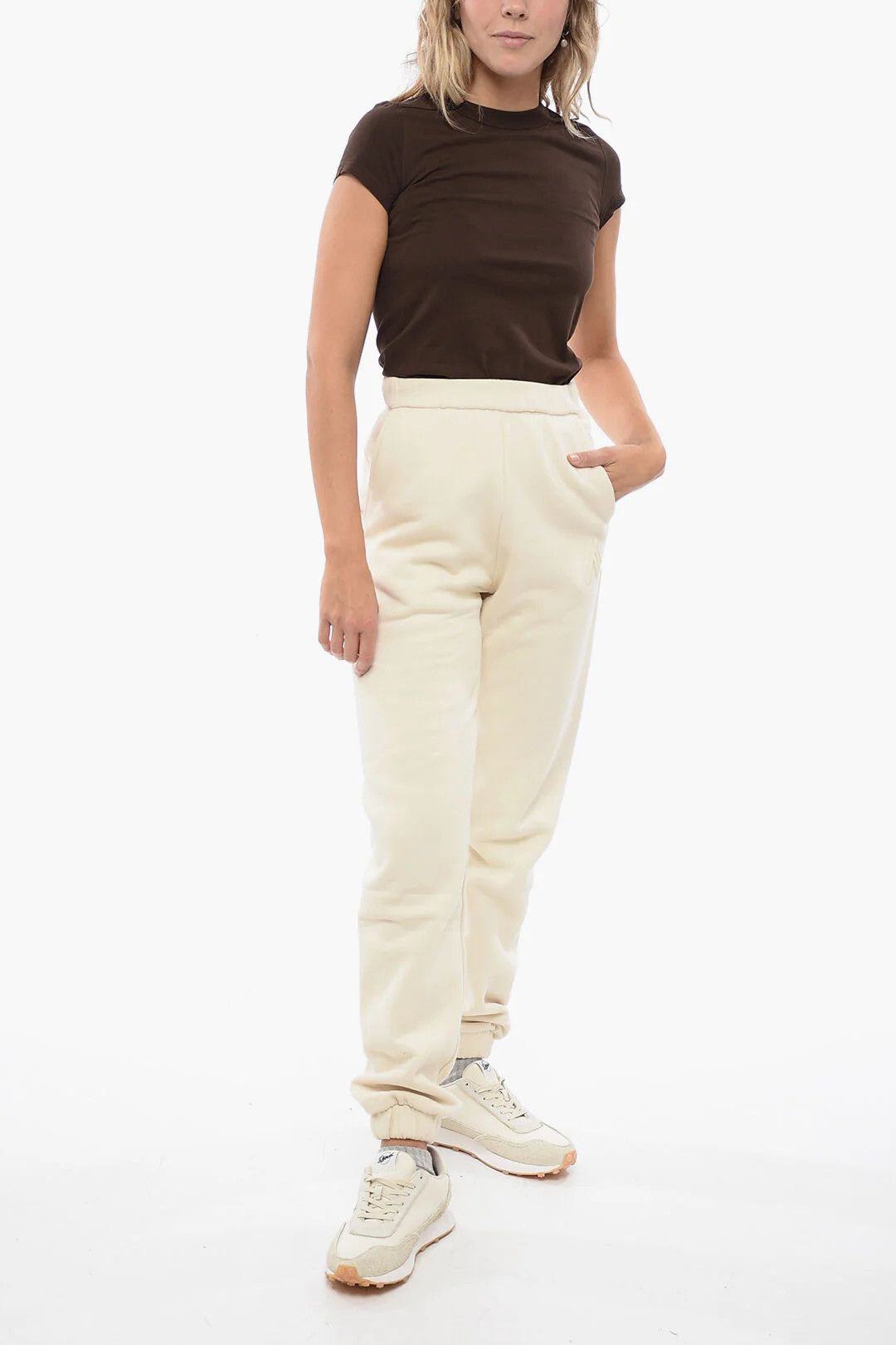 The Attico og1mm0426 Brushed-Cotton Jogger in White Size 28" / US 6 / IT 42 - 4 Thumbnail