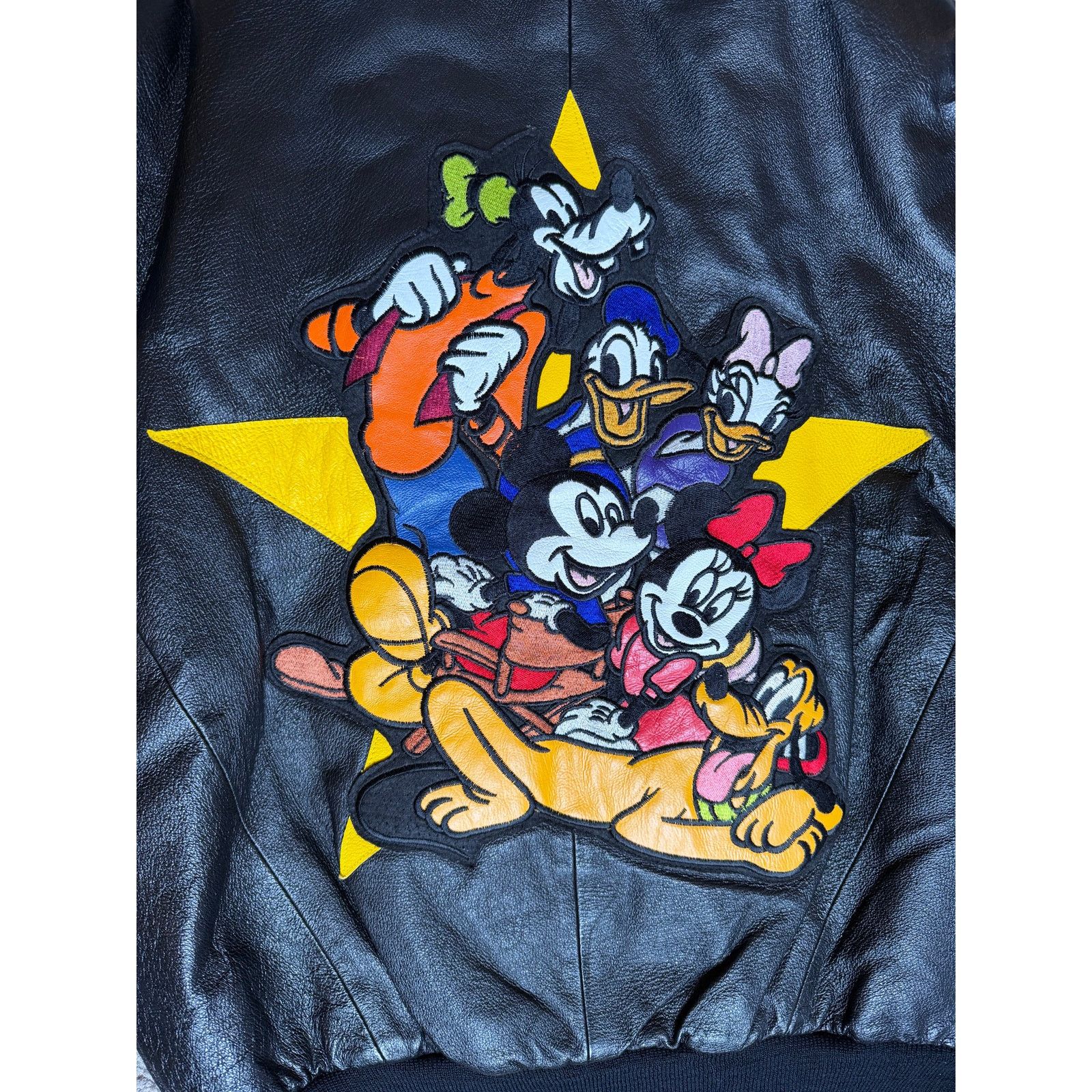 Disney × Vintage Vintage Disney Mickey Mouse & Friends Leather Bomber Jacket Size US S / EU 44-46 / 1 - 4 Thumbnail