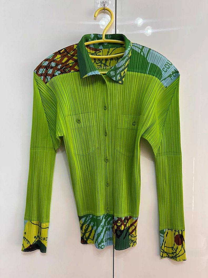 Issey Miyake Issey Miyake size:3 Green pleated vintage denim cardigan Size M / US 6-8 / IT 42-44 - 1 Thumbnail