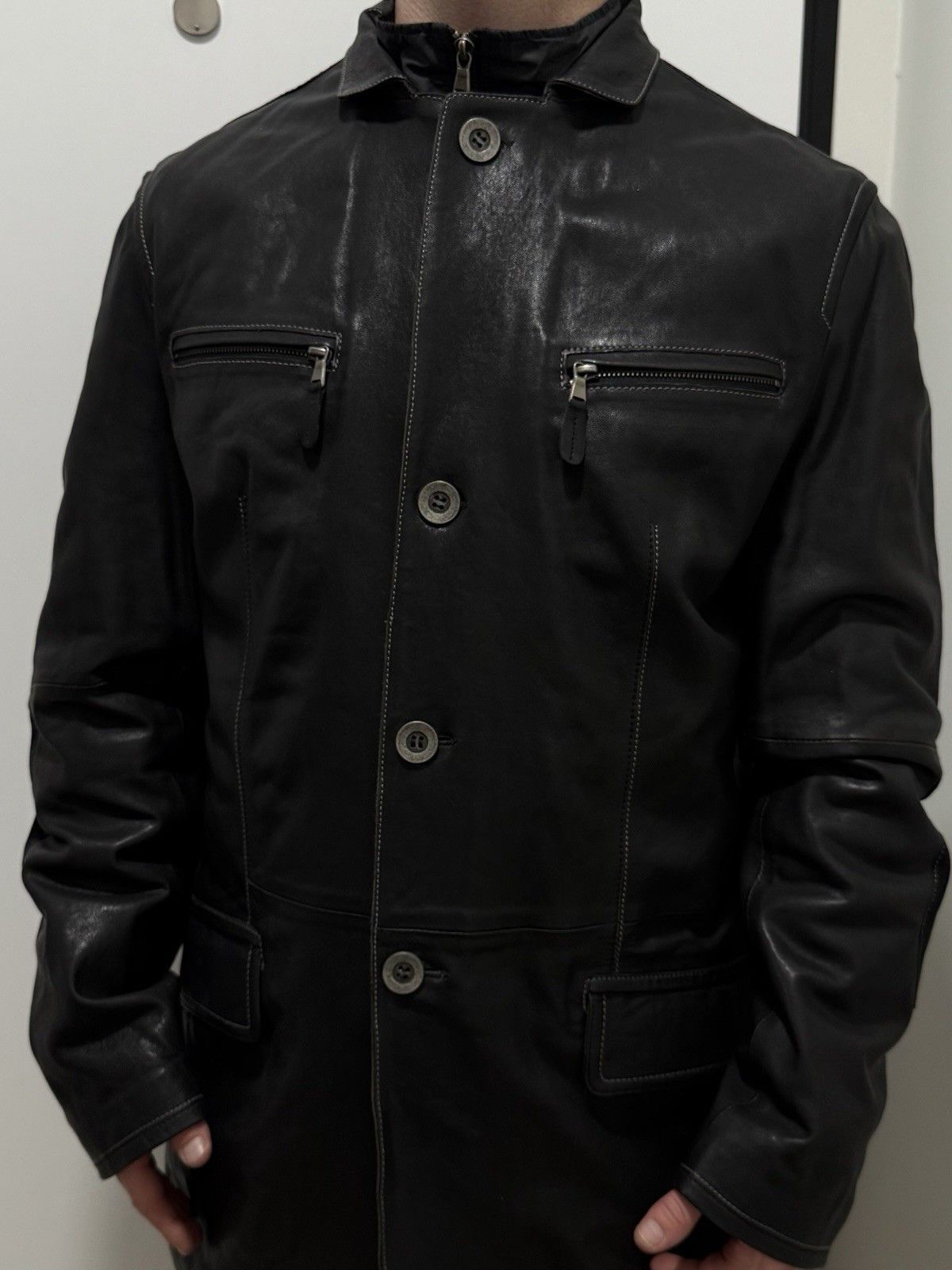 Guy Laroche Vintage Guy Laroche Homme Mens Leather Jacket Hybrid Coat Size US L / EU 52-54 / 3 - 8 Thumbnail