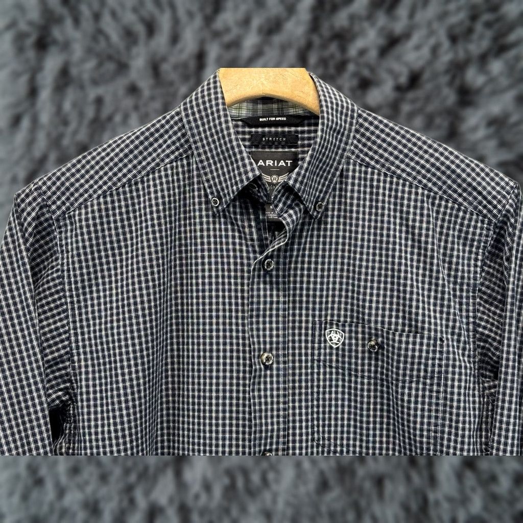 Ariat Ariat Relentless Button-Down Shirt Men’s S Blue Check Stretch Western Cowboy Shirt Size US S / EU 44-46 / 1 - 1 Thumbnail