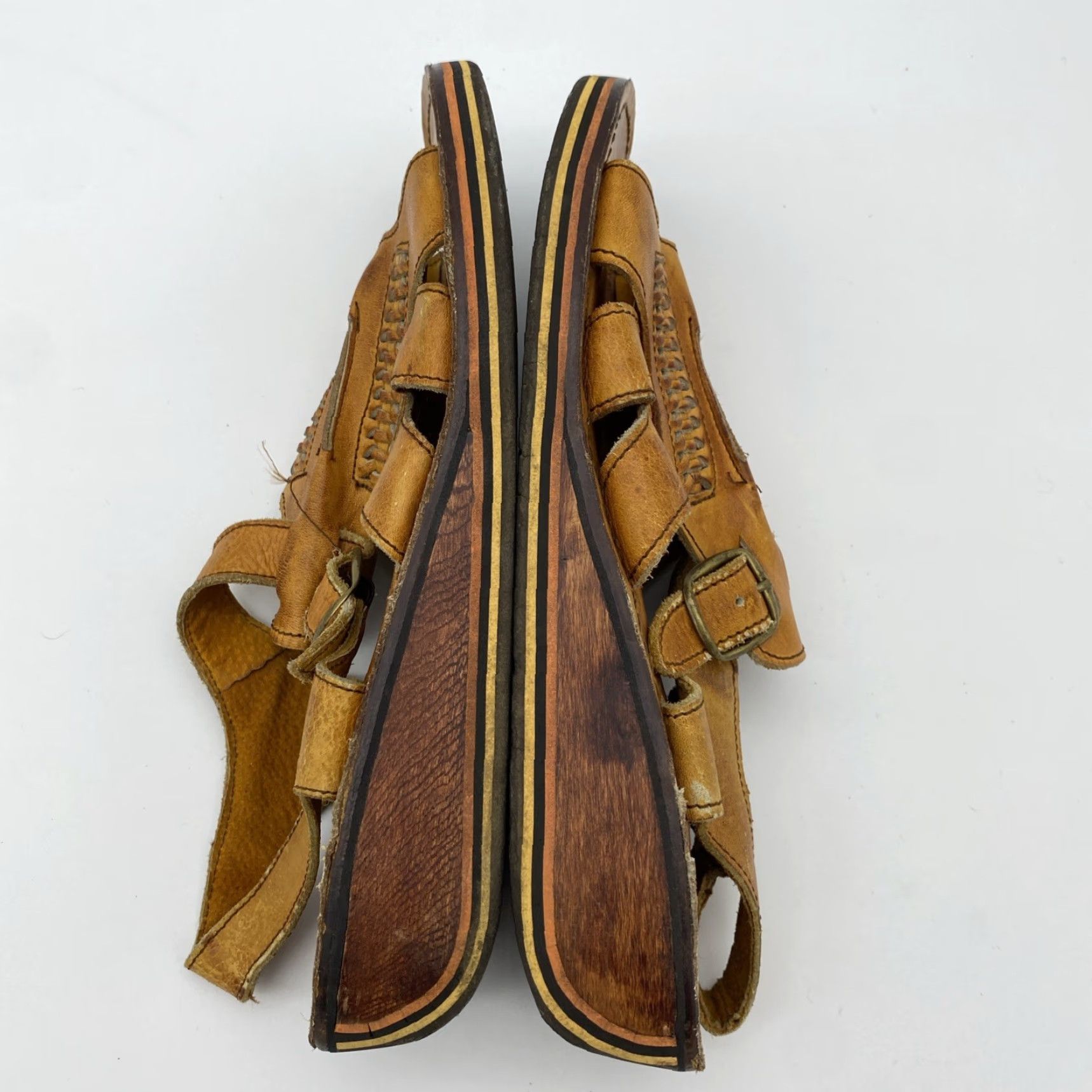 Etro VINTAGE Thom McAn 70s Woodworks Clogs Women’s Leather Woven Sandals Size 10 Retro Boho Hippie Size US 10 / IT 40 - 4 Thumbnail