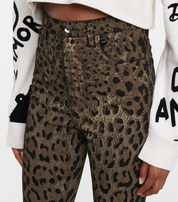 Dolce & Gabbana o1y0925 Leoprd-Print Casual Pant in Brown/Black Size 25" / US 0 / IT 36 - 2 Thumbnail