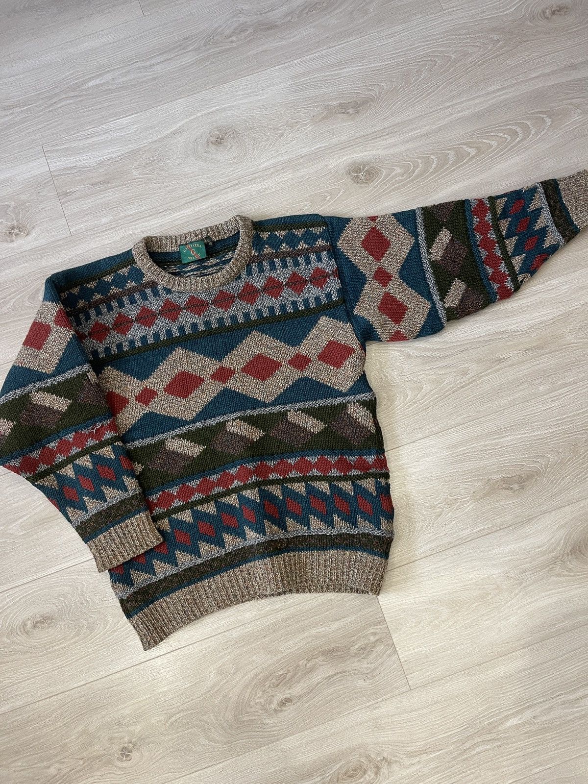 Designer × Vintage Gaeltarra Mens rare Nordic Wool Sweater knit jumper Ireland Size US L / EU 52-54 / 3 - 6 Thumbnail