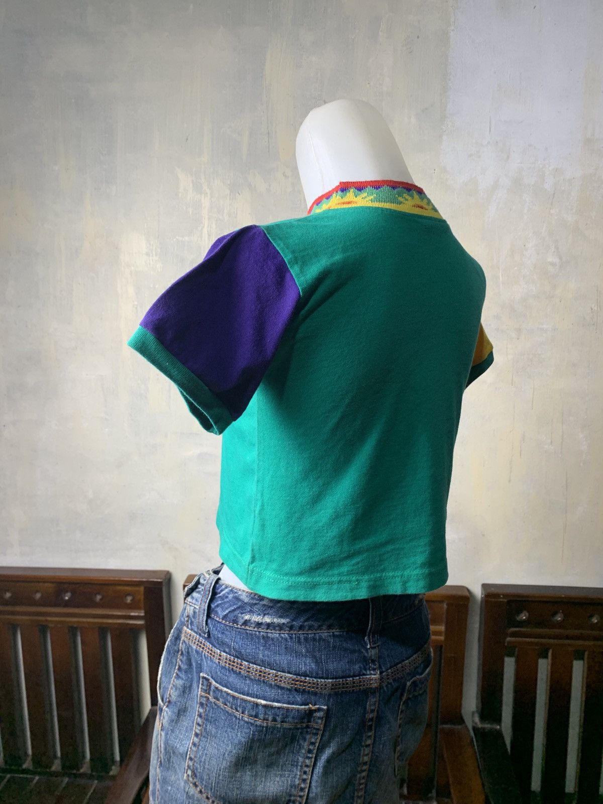 Japanese Brand 2000s Australia Multicolor Embroidered Ringer Baby Tee Size XS / US 0-2 / IT 36-38 - 3 Thumbnail