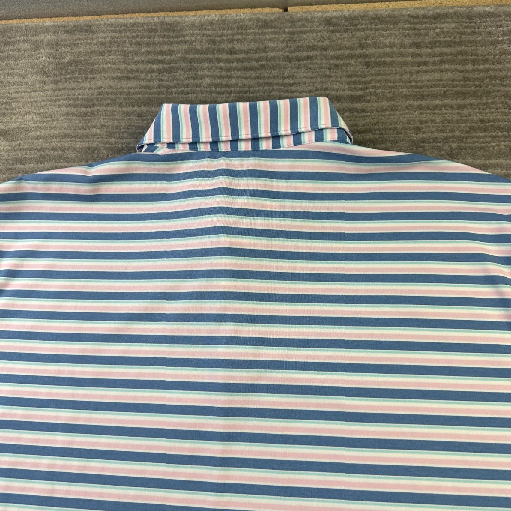 Peter Millar Peter Millar Polo Shirt Mens XL Blue Striped Short Sleeve Collared Button Polo Summer Comfort Golf Casual Size US XL / EU 56 / 4 - 4 Thumbnail