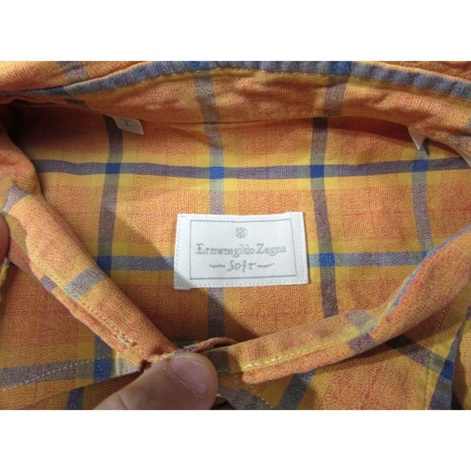 Ermenegildo Zegna Ermenegildo Zegna Shirt Long Sleeve Collared Button-Up Mens Large Orange Plaid Size US L / EU 52-54 / 3 - 4 Thumbnail