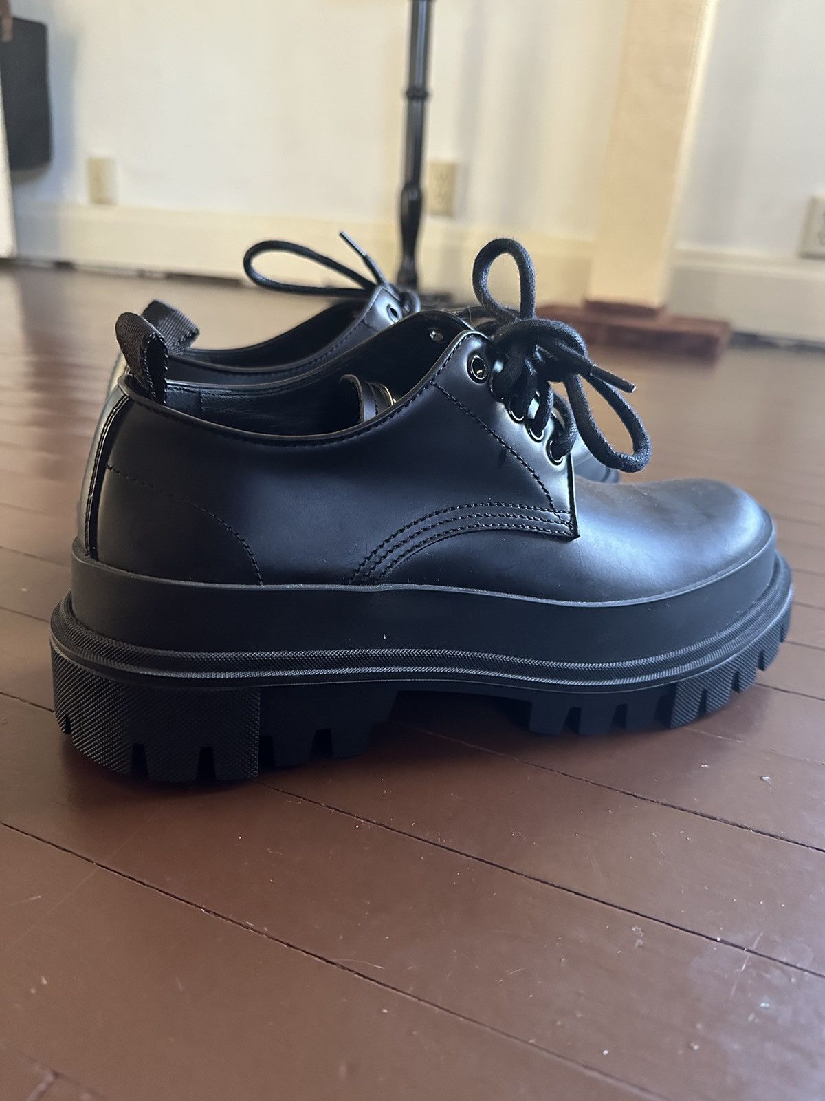Dolce & Gabbana Brand New Dolce and Gabbana Black Platform Leather Shoes Size US 8.5 / EU 41-42 - 1 Thumbnail