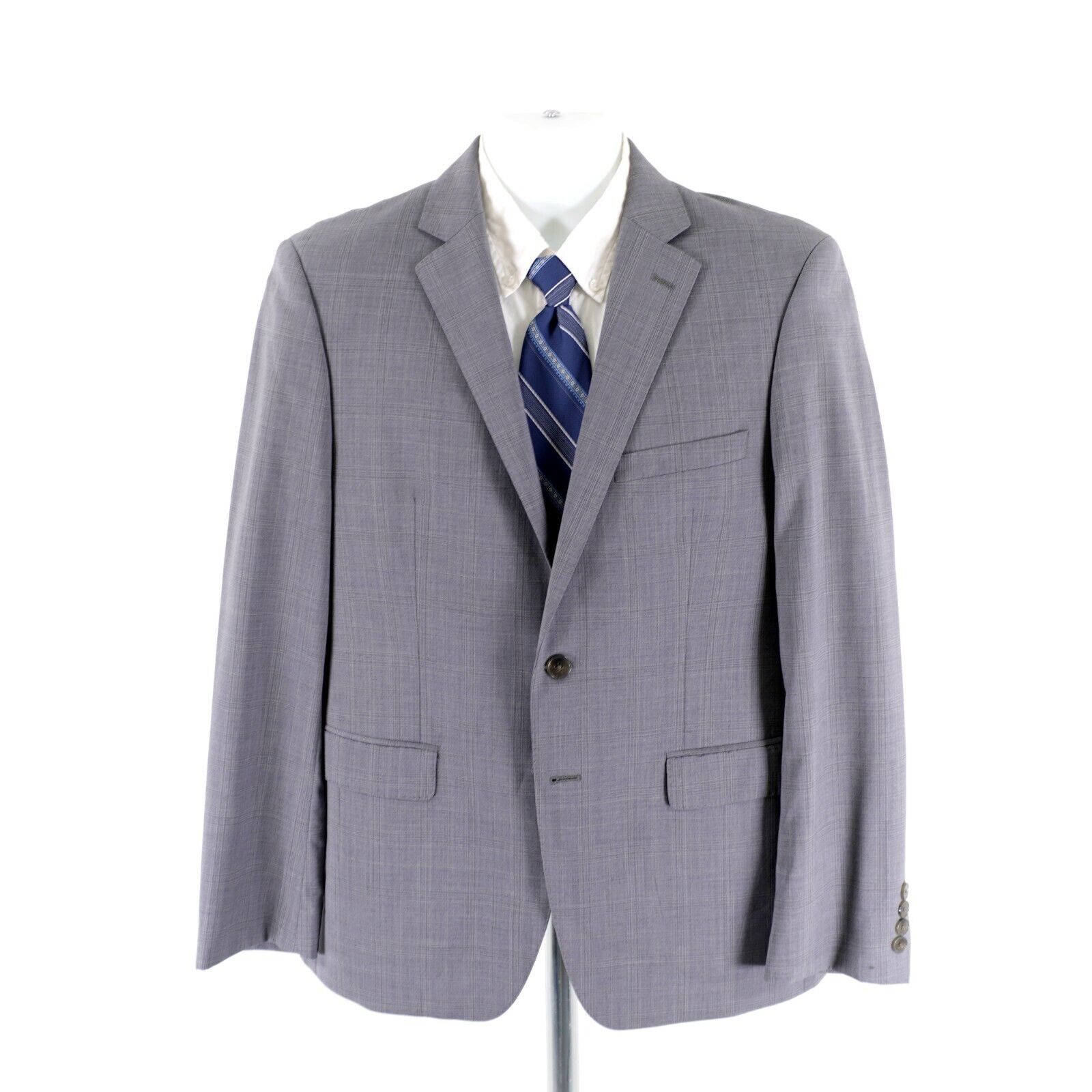 Calvin Klein Calvin Klein Wool Gray Plaid Windowpane 2 Button Blazer 38S Size 38S - 5 Thumbnail