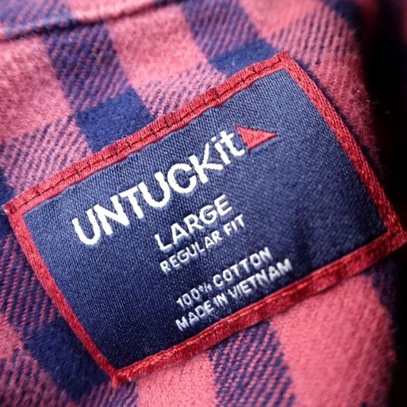 UNTUCKit UNTUCKit Shirt Mens L Red Blue Plaid Flannel Bricco Button Up Long Sleeve Preppy Shirt Size US L / EU 52-54 / 3 - 4 Thumbnail
