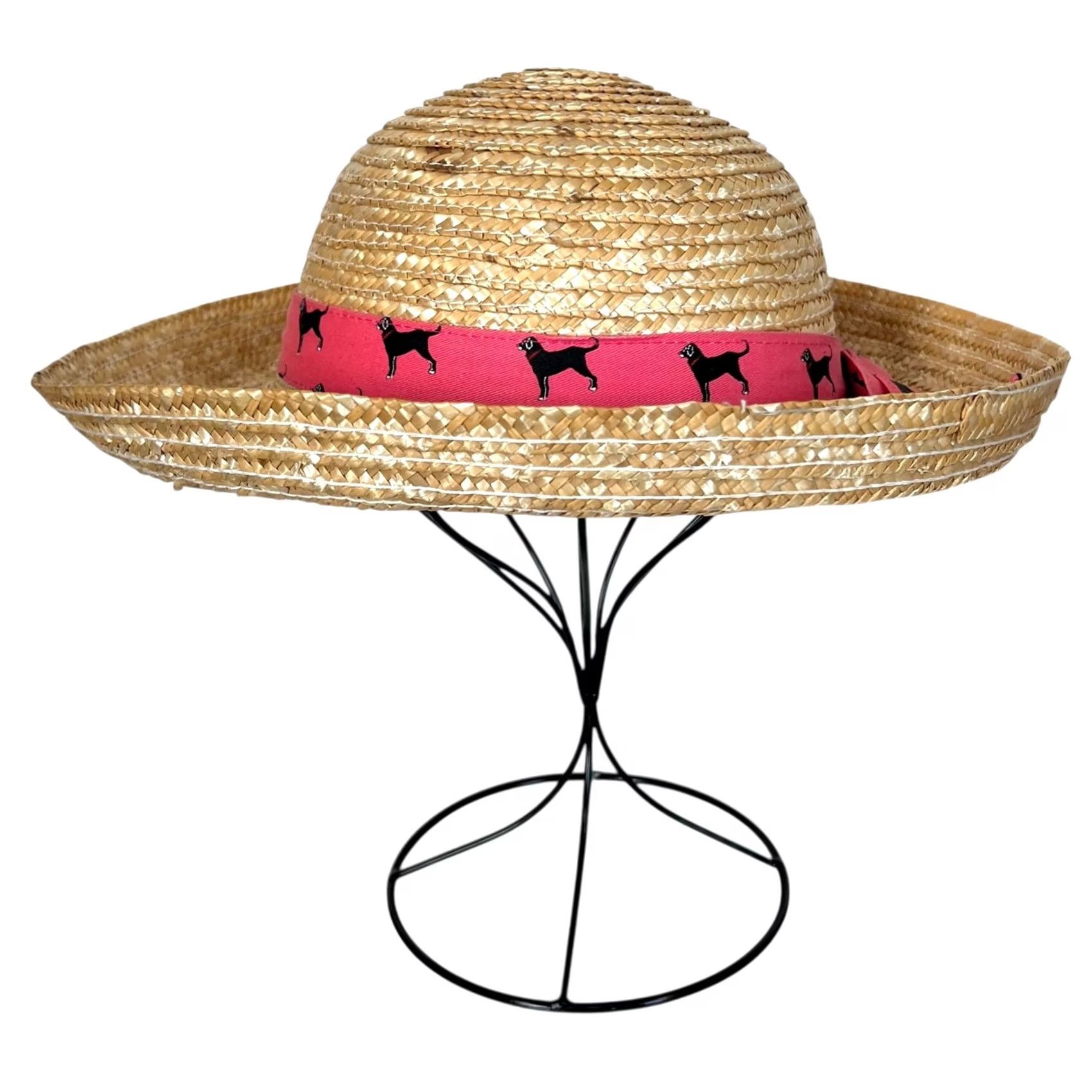 Pinko The Black Dog Straw Hat Derby Sun Beige Pink Ribbon Band Bow Womens One Size Size ONE SIZE - 3 Thumbnail