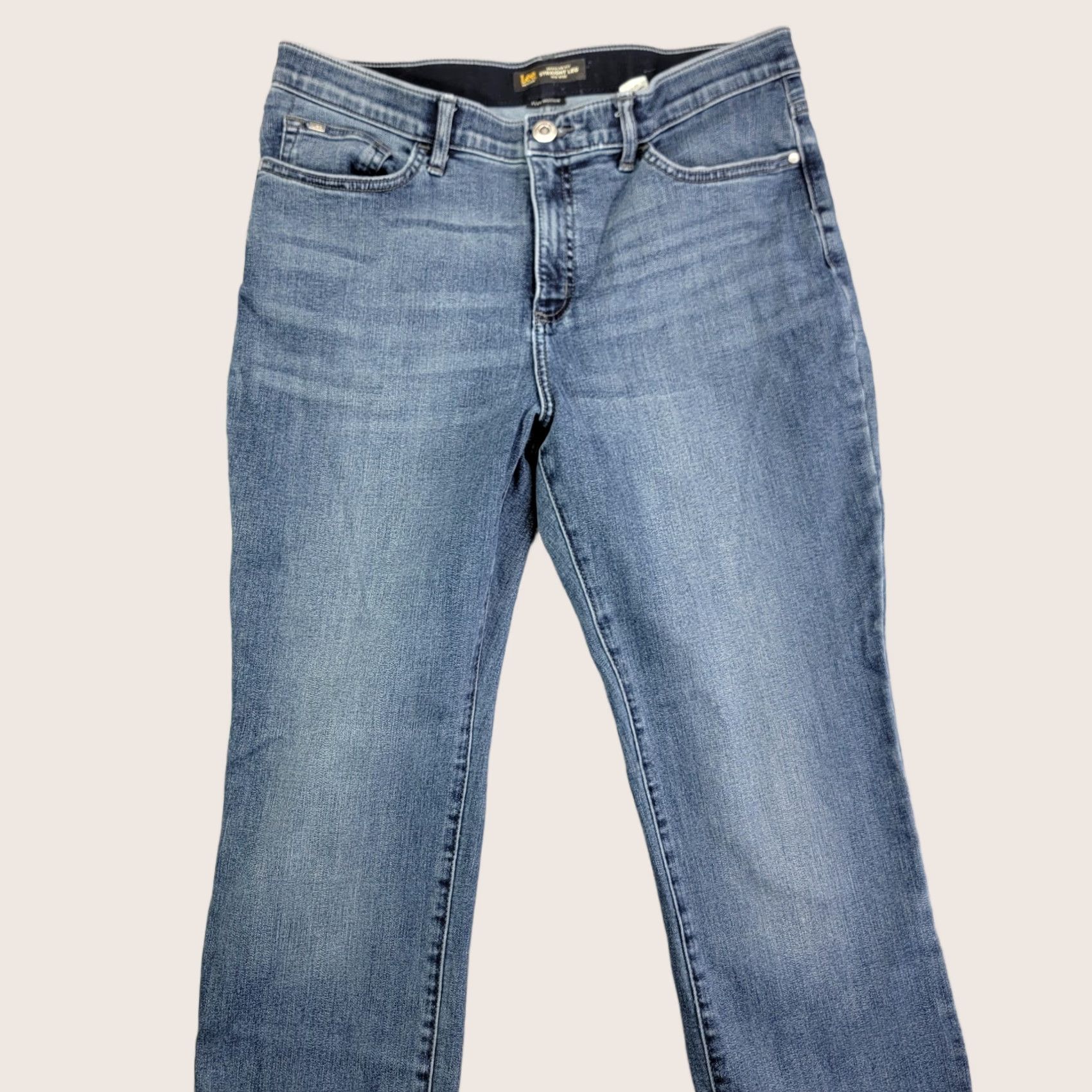 Lee Lee Jeans Womens 14P Flex Motion stretch Straight Mid Rise Med Wash Denim Jeans Mens Womens0.13 Size 36" / US 14 / IT 50 - 1 Thumbnail