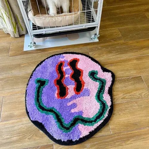 Japanese Brand × Vintage Trippy Smiling Rug Trippy Face Handmade Custom Rug Tufted Size ONE SIZE - 3 Thumbnail