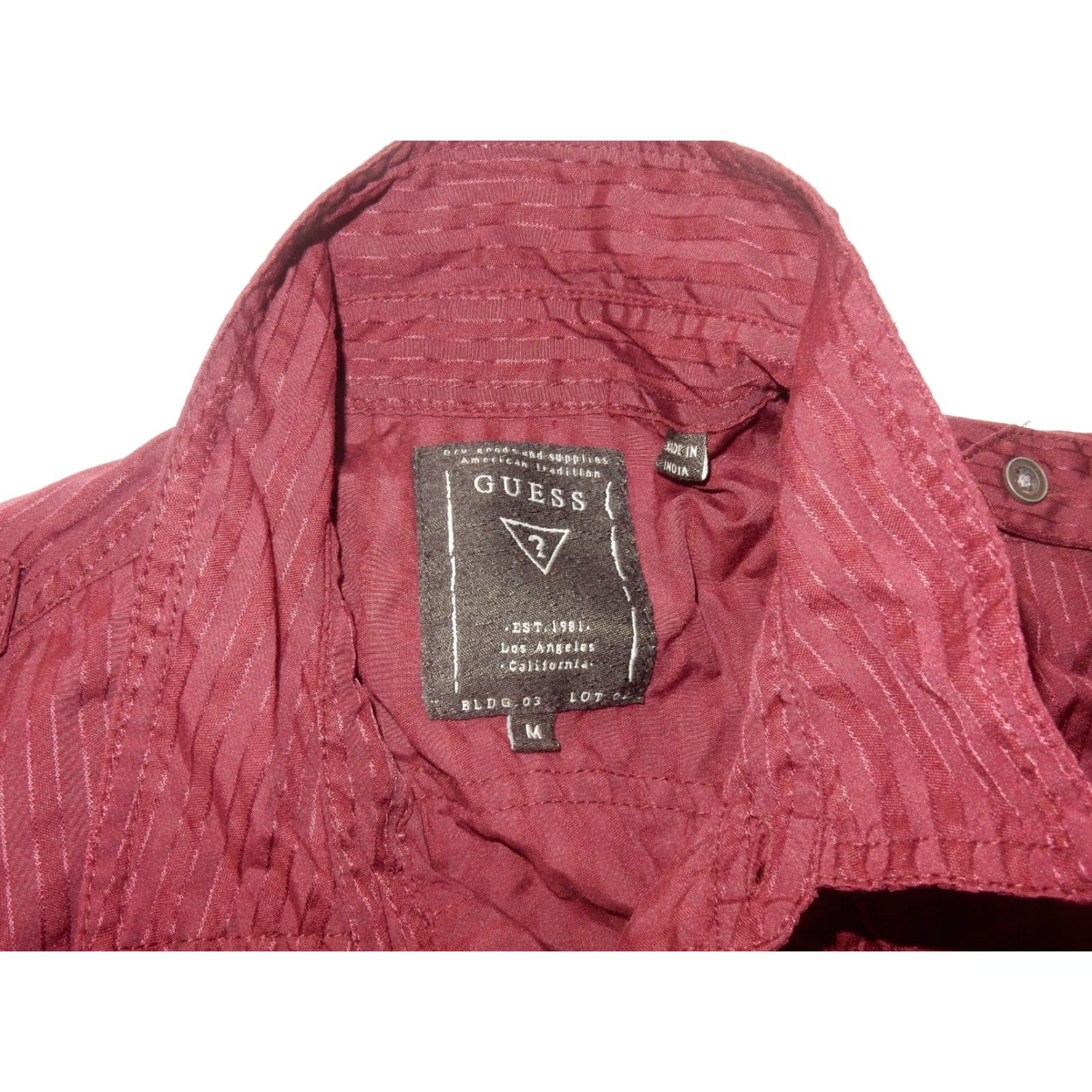 Guess GUESS Men's Button-Up Shirt Military Red Cotton Size M Long Sleeve Adult Mens Size US M / EU 48-50 / 2 - 5 Thumbnail