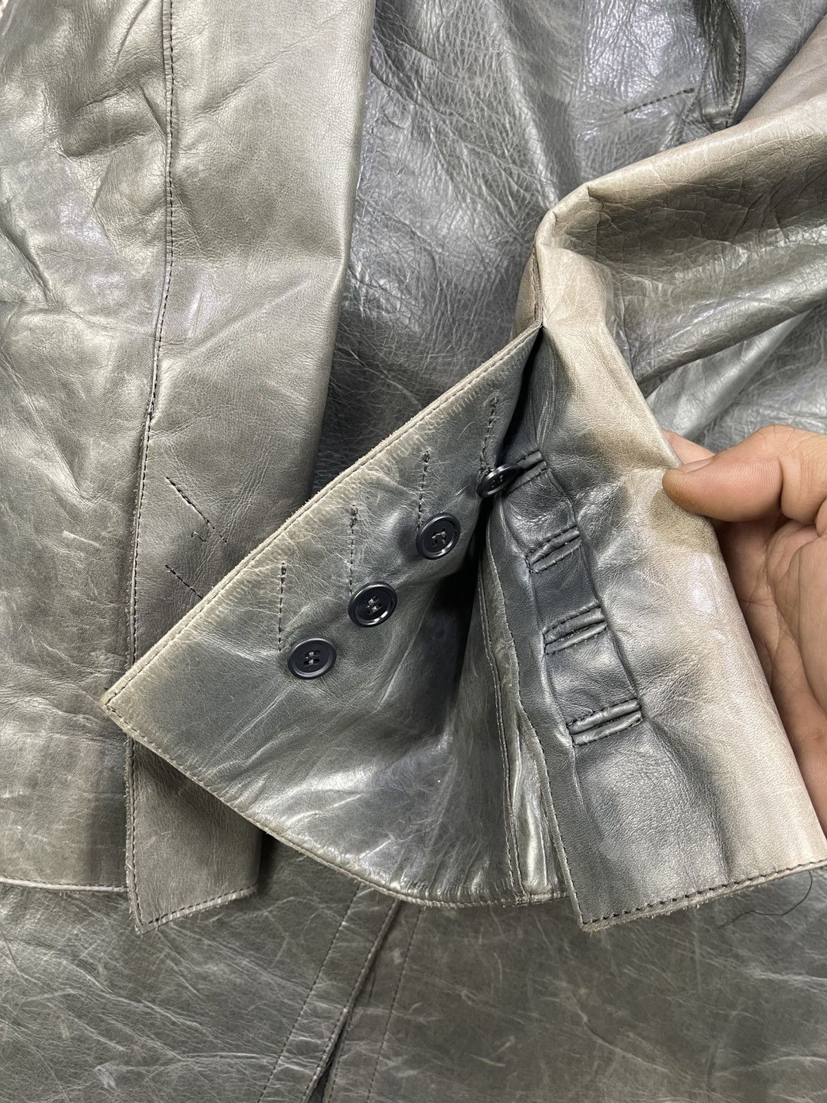 Costume National CoSTUME National Distressed Leather Trench Coat Size S / US 4 / IT 40 - 12 Thumbnail