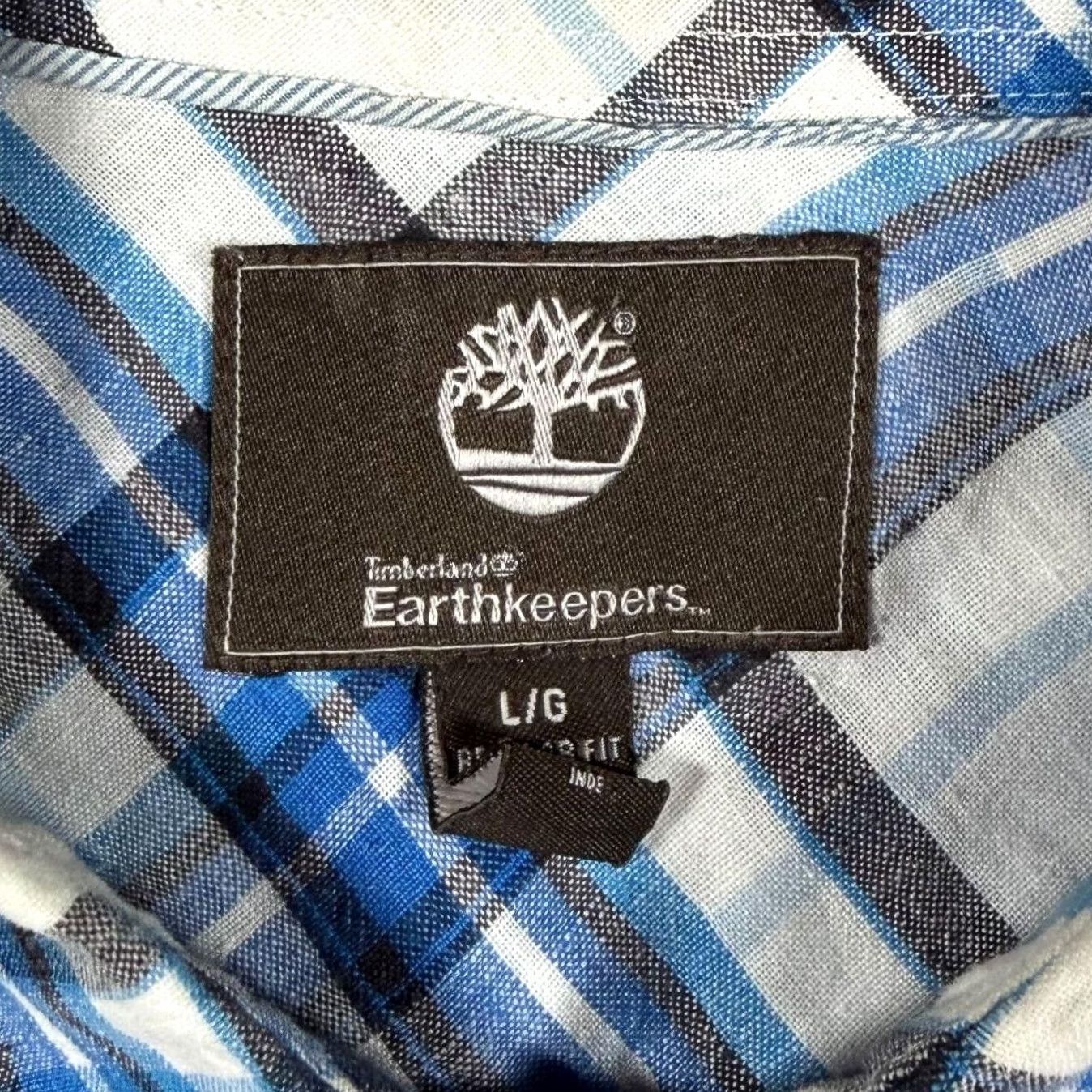Timberland Timberland Earthkeepers Regular Fit Shirt Check Linen Short Sleeve Blue White Large Mens Button-Up Collared 100% Linen Size US L / EU 52-54 / 3 - 3 Thumbnail