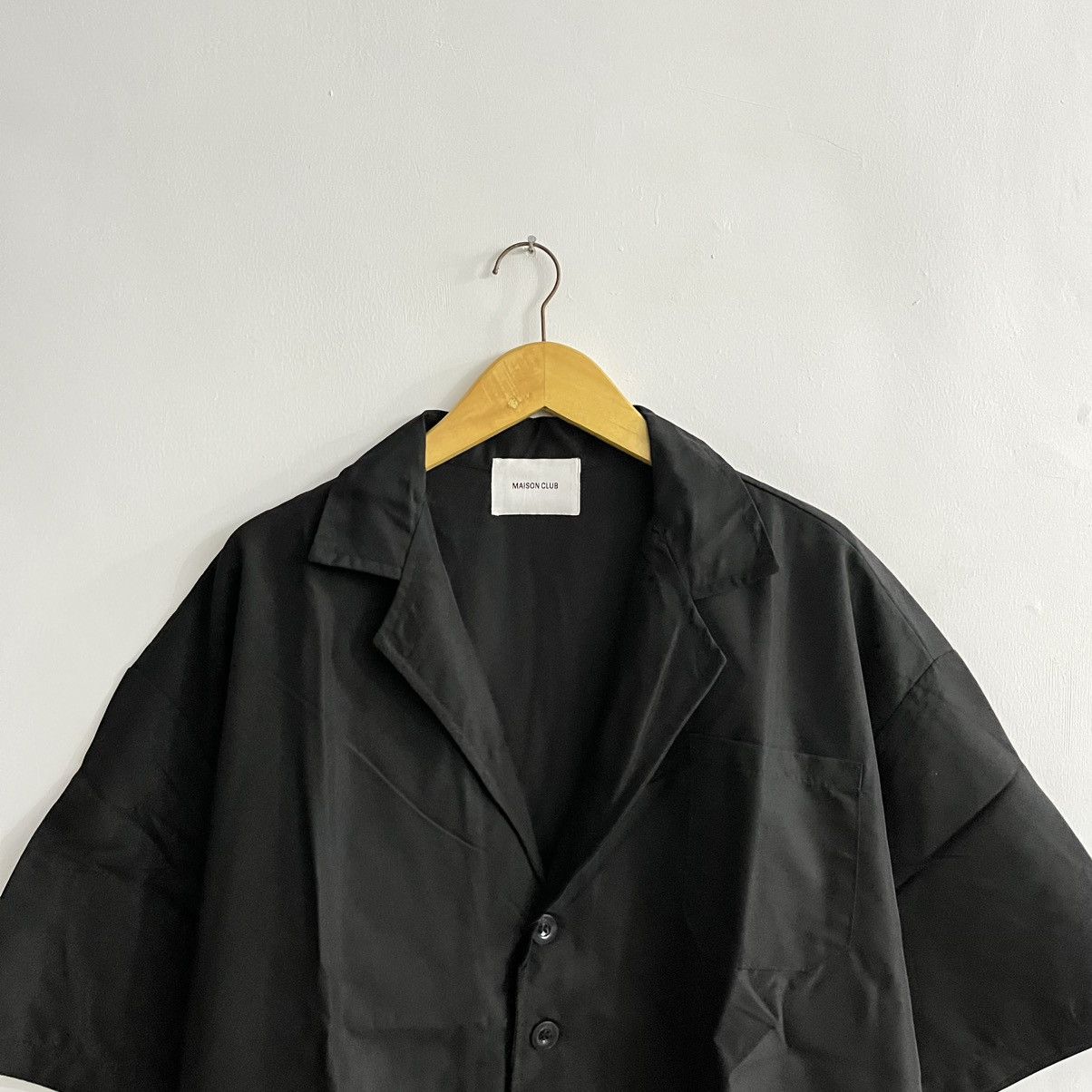 Issey Miyake Maison Club - Black Wide Camp Collar Button Up Shirt Size US XL / EU 56 / 4 - 2 Thumbnail