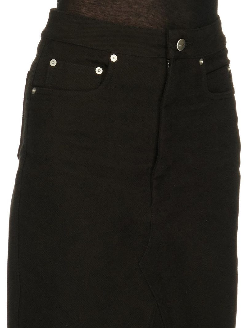 Rick Owens o1y0126 Midi Skirt in Black Size 28" / US 6 / IT 42 - 4 Thumbnail