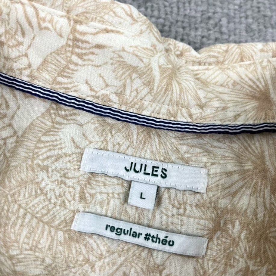 Vintage Jules Shirt Mens Large Brown Floral Button-Down Linen Blend Beach Top Size US L / EU 52-54 / 3 - 2 Thumbnail