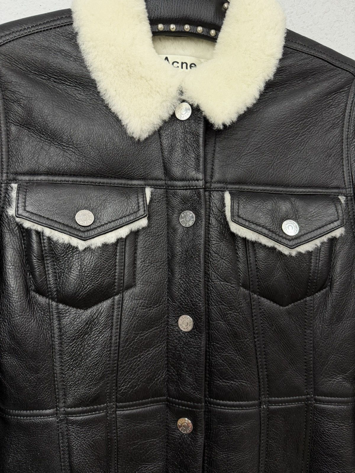 If Six Was Nine Acne Studios Shearling Lamb Leather Coat Jacket Size S / US 4 / IT 40 - 11 Thumbnail