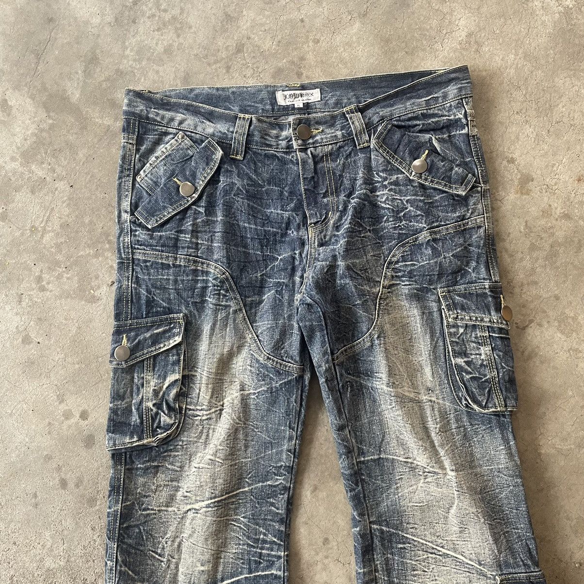 LOWBOX Vintage Lowbox Bondage Cargo Tactical Punk Flare Denim Size US 37 - 3 Thumbnail