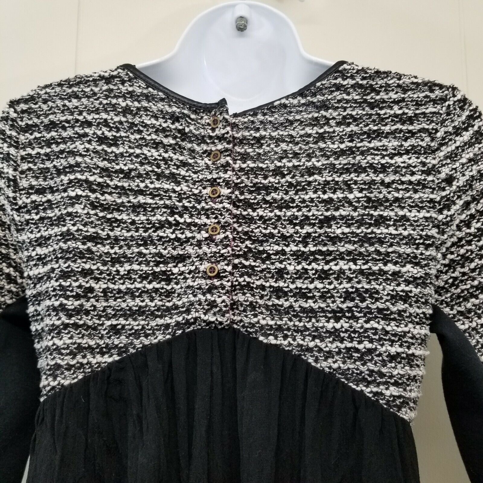 Anthropologie Maeve XSP Boucle Dress Black White Marled Stripe Anthropolog Size XS / US 0-2 / IT 36-38 - 5 Thumbnail