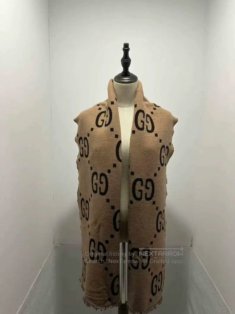 Gucci Gucci Caramel-coloured double G full-print scarf Size ONE SIZE - 1 Thumbnail
