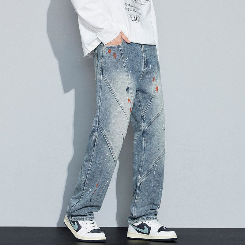 Japanese Brand American retro splatter paint straight leg jeans for men Size US 32 / EU 48 - 5 Thumbnail