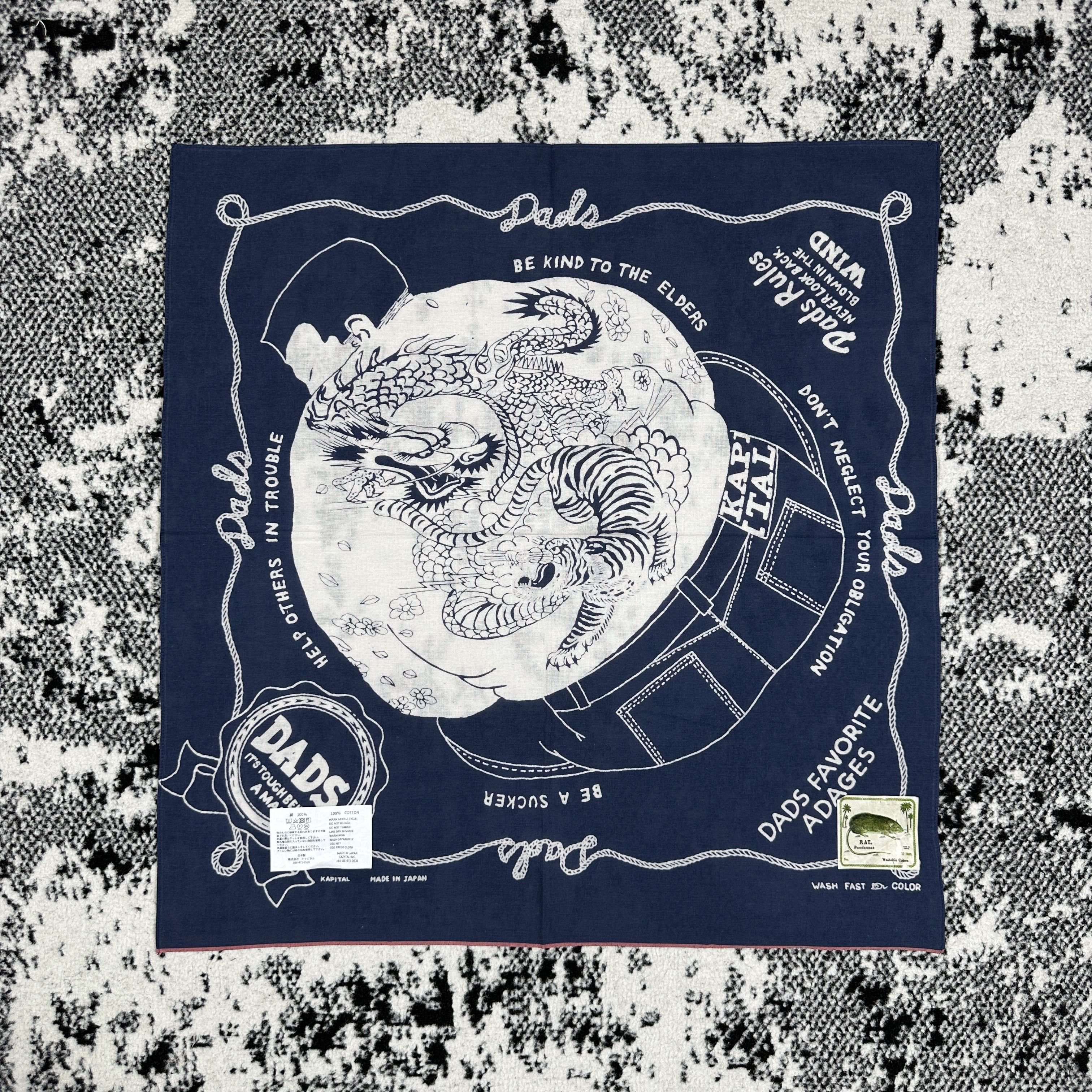 KAPITAL PRINTED SELVEDGE COTTON BANDANA