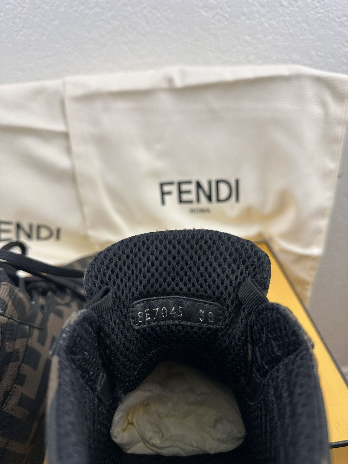 Fendi Fendi FF High-Top Sneakers Nylon + Nappa Leather – Size 38 Size US 8 / IT 38 - 7 Thumbnail