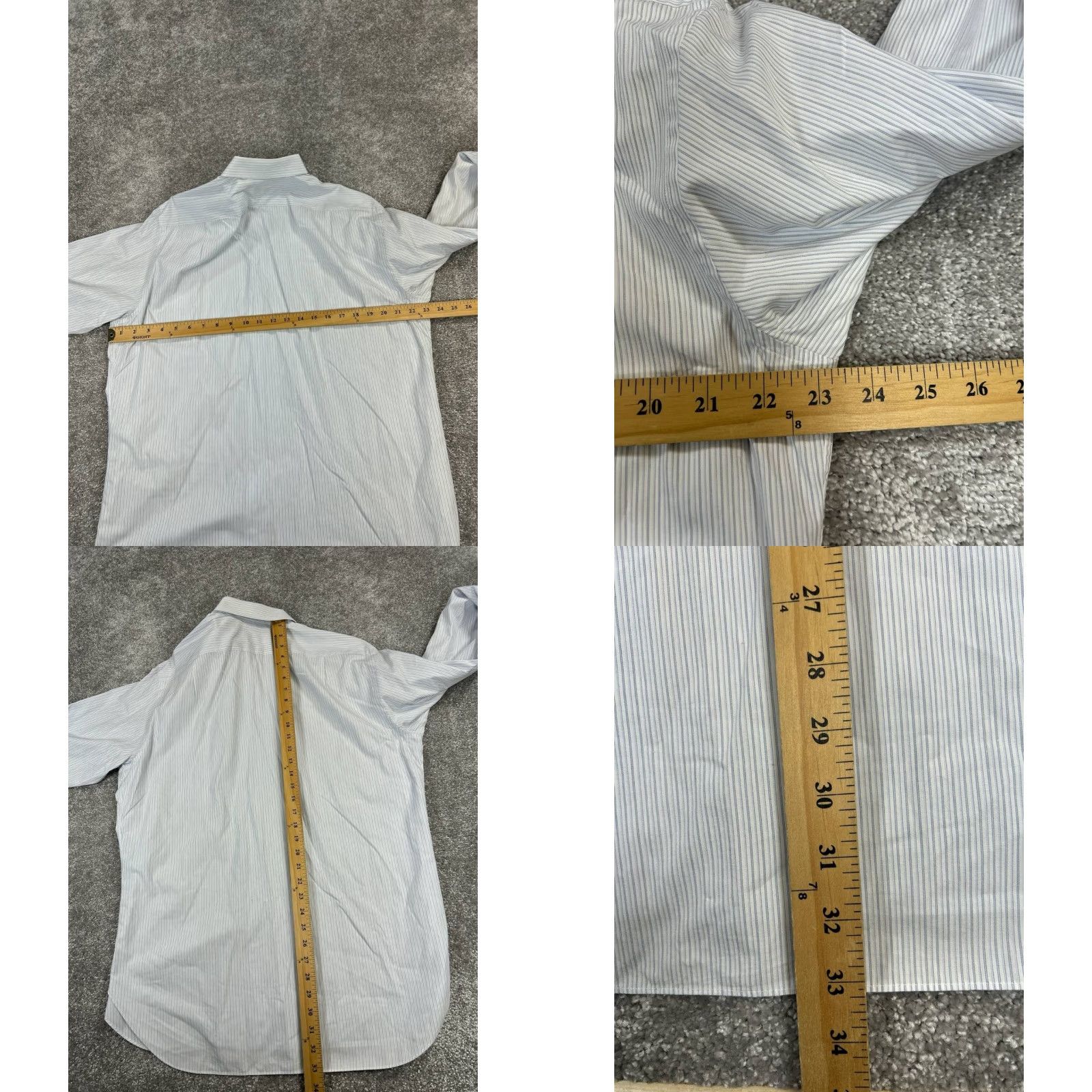 Brioni Brioni Dress Shirt Mens 16 White Blue Cotton Button Up Size 42R - 8 Thumbnail
