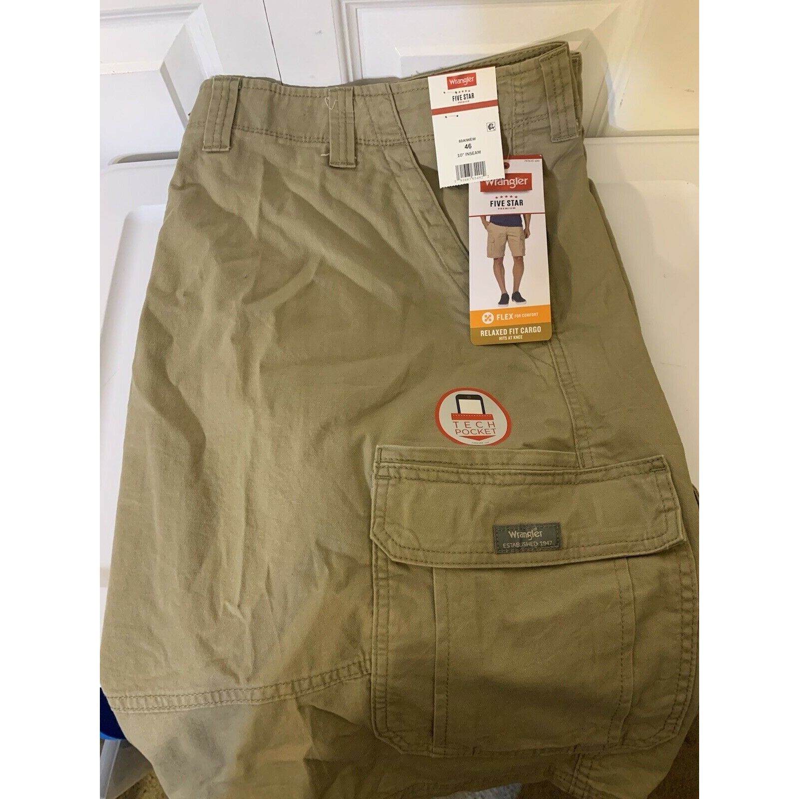 Wrangler New Wrangler FLEX Cargo Short Men’s Sz 46 Khaki Relaxed Tech Size US 44 / EU 60 - 6 Thumbnail