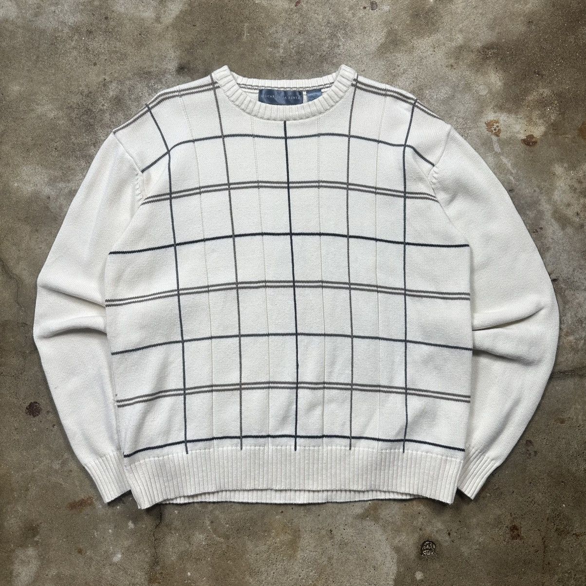 Oscar De La Renta Vintage 90s Oscar De La Renta Beige Striped Cotton Sweater Size US XL / EU 56 / 4 - 1 Thumbnail